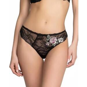 NEW LISE CHARMEL roses thong in black floral